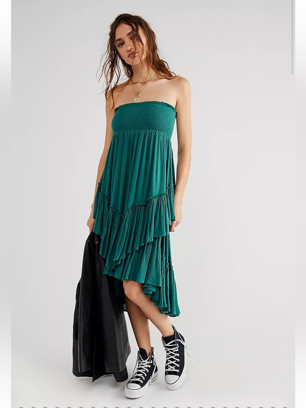 Free People The Convertible Skirt Strapless Smocked Ruffle Hem Dress